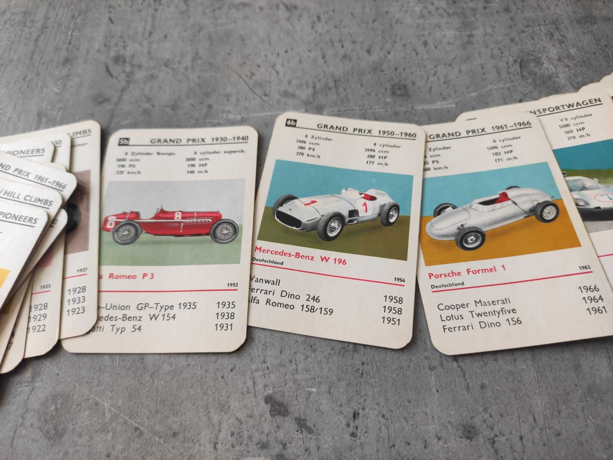 Karty Quartett z lat 60' Rennwagen Samochody wyścigowe