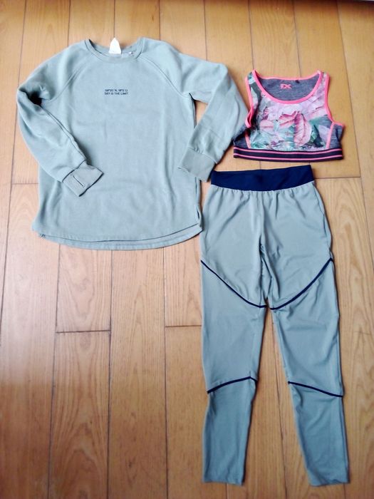 Zestaw sportowy bluza legginsy top 9-10 lat