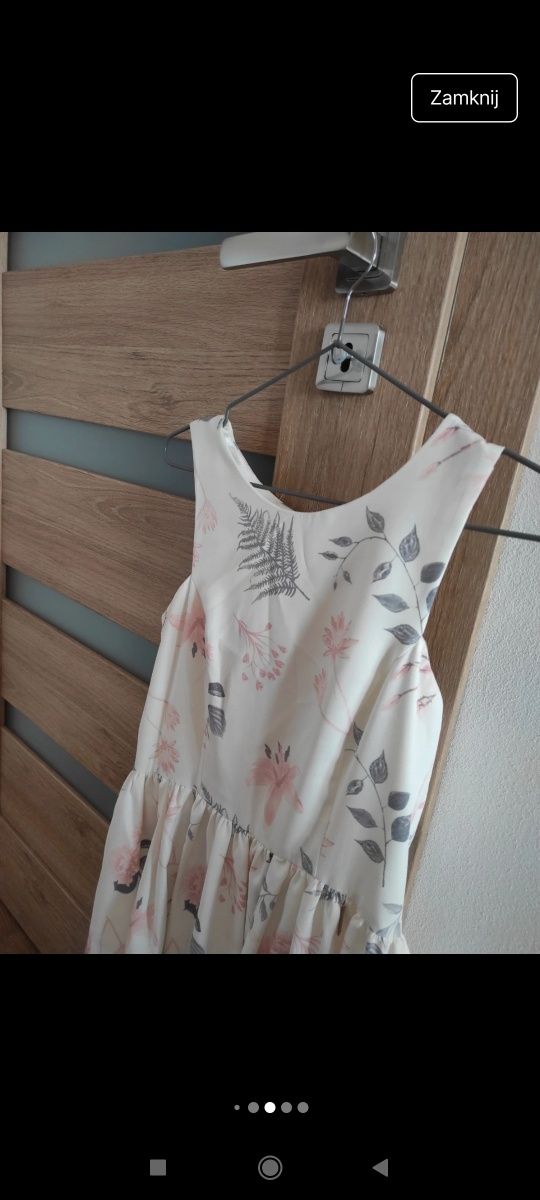 Zestaw sukienka biała w print plus bolerko