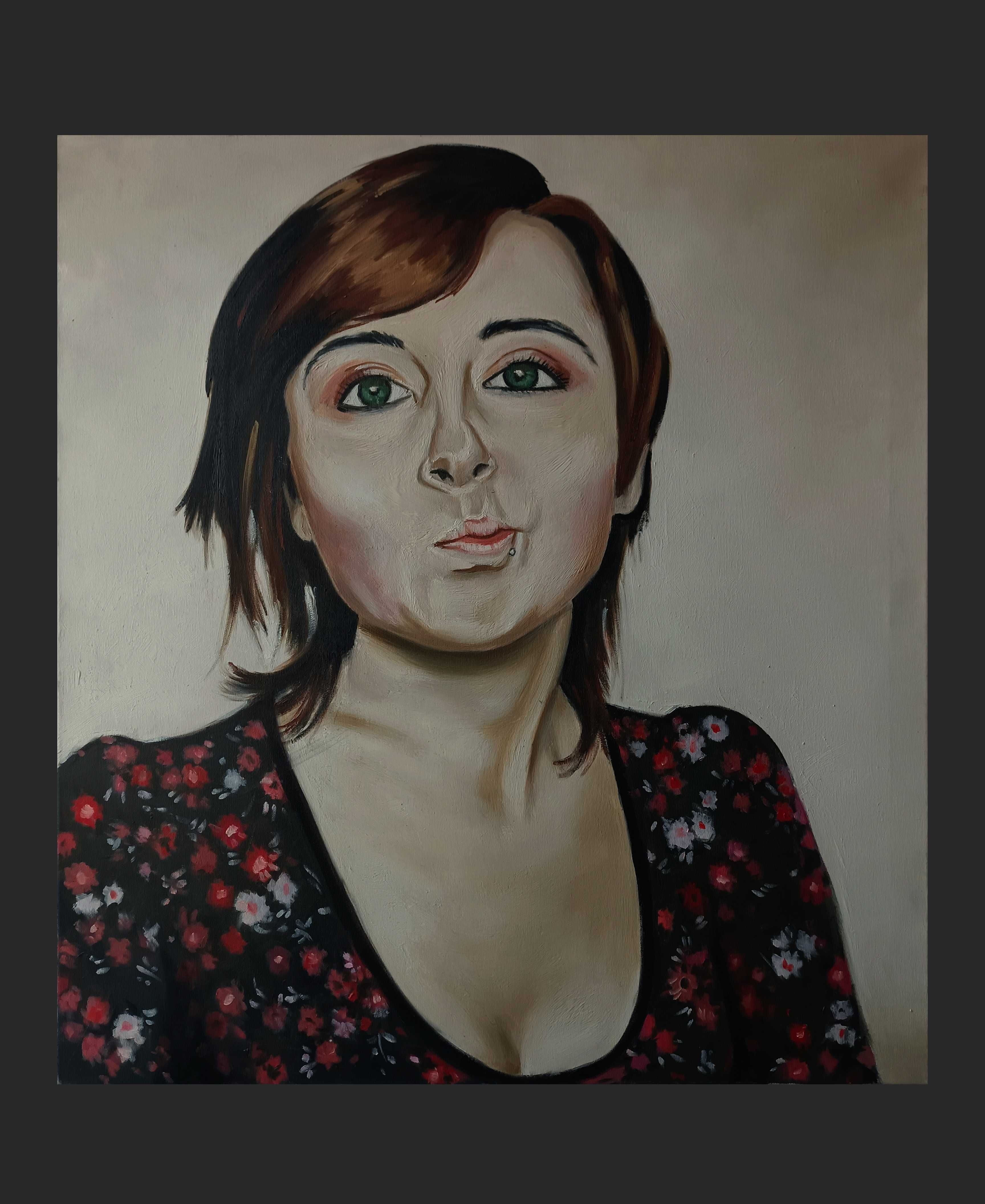 Obraz na płótnie 70x80. Portret. Pracownia artystyczna