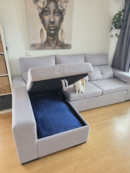 Sofá cama com chaise long