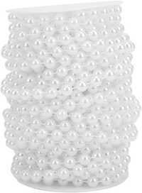 Perłowy łańcuch 20m z koralików koloru perły, sznur, biały, kuleczki.