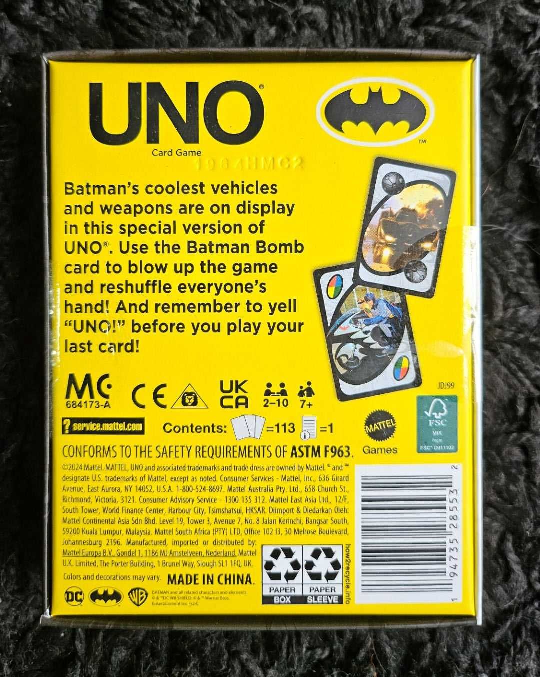 Mattel Creations UNO Fandom Batman: Batmobiles & Gadgets Deck