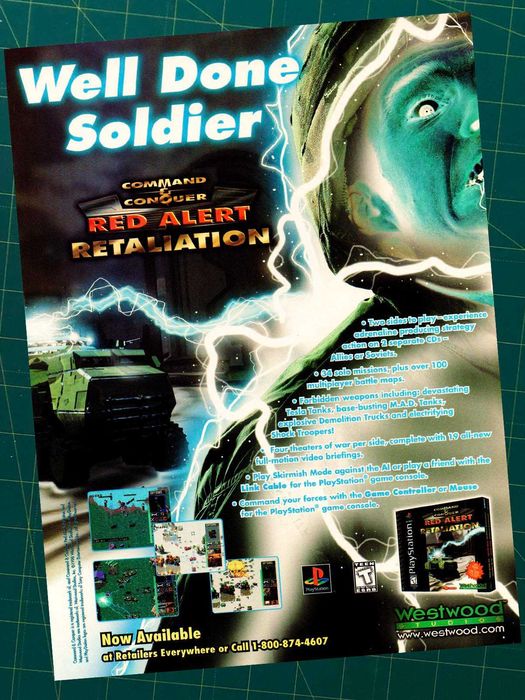 Журнальный постер реклама Alien Twisted Metal c&c red alert wcw n64 a3