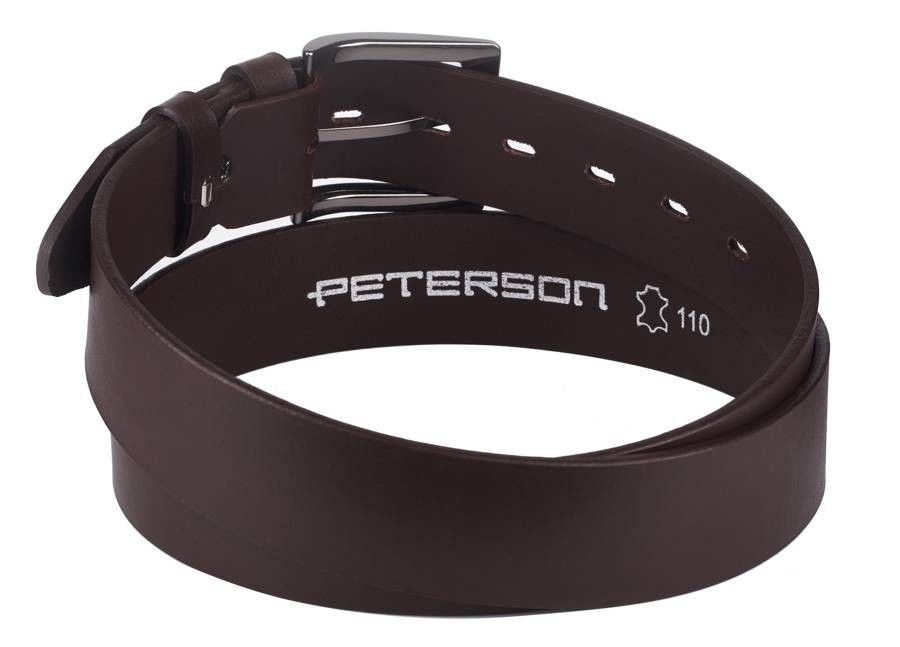 skórzany pasek męski z klasyczną metalową klamrą - peterson 90