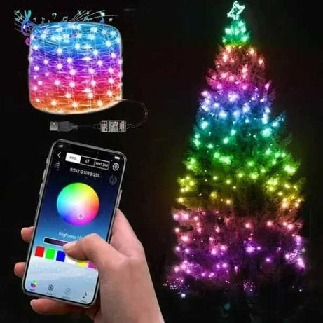 Розумна світлодіодна гірлянда RGB для ялинки та новорічного декору
