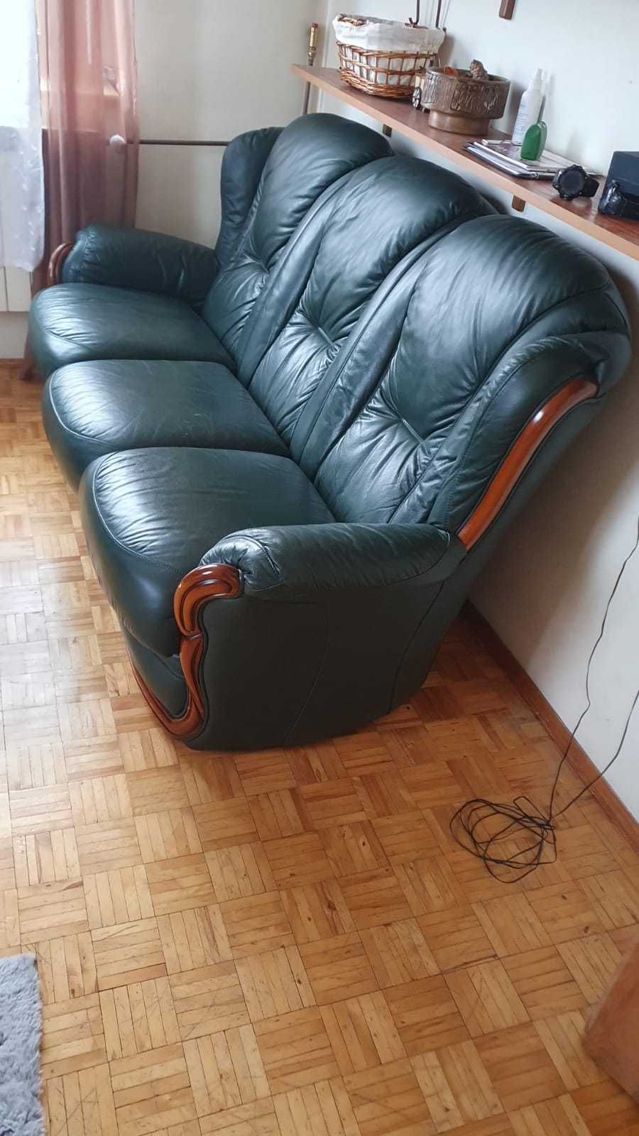 Sofa +2 fotele  kolor zielony