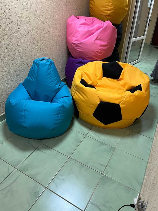 Безкаркасні крісла-мішки, пуфи. 24 кольори напряму з виробництва