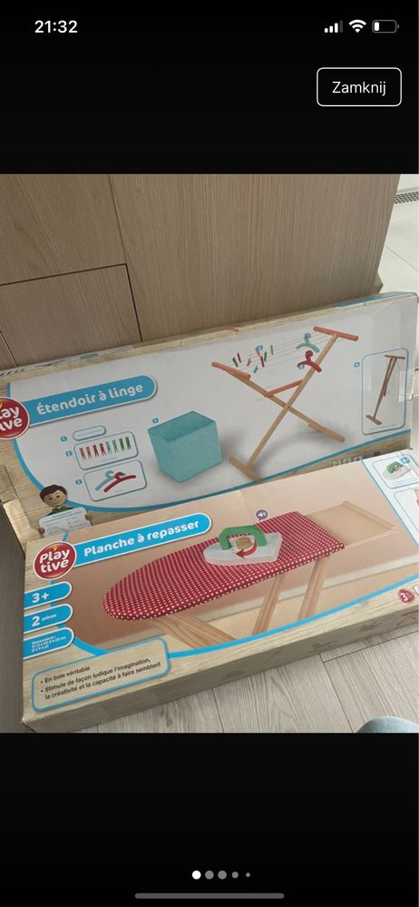 Okazja nowy zestaw dwóch drewnianych zabawek suszarka i deska playtive