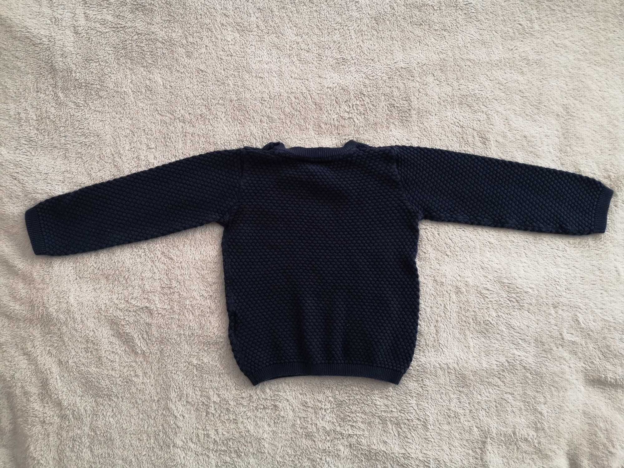 Granatowy pikowany elegancki sweter plaster miodu Lupilu 86 92 j nowy