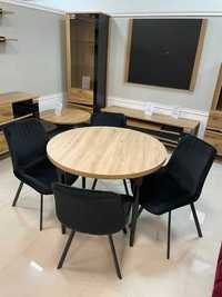 (143) Stół okrągły rozkładany + 4 krzesła, nowe 1190 zł