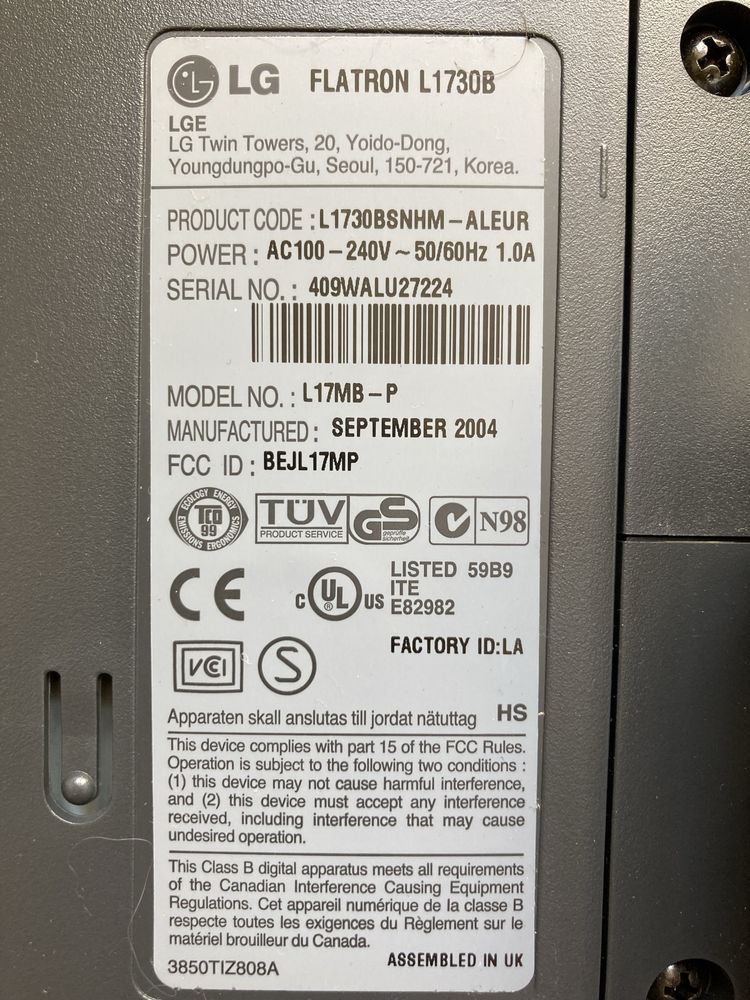 Monitor LCD Flatron 17” LG