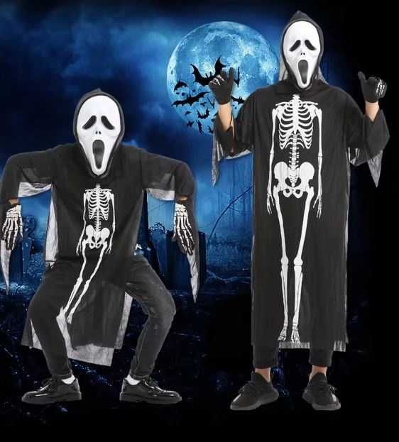 Peleryna kościotrupa dla dzieci przebranie na Halloween