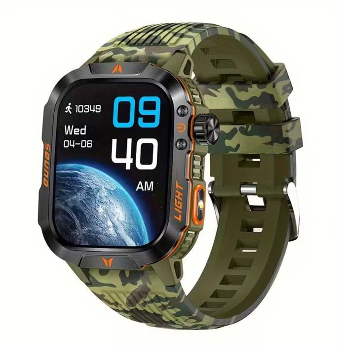 Smartwatch zegarek sportowy wojskowy pulsometr fitness Android iOS SMS
