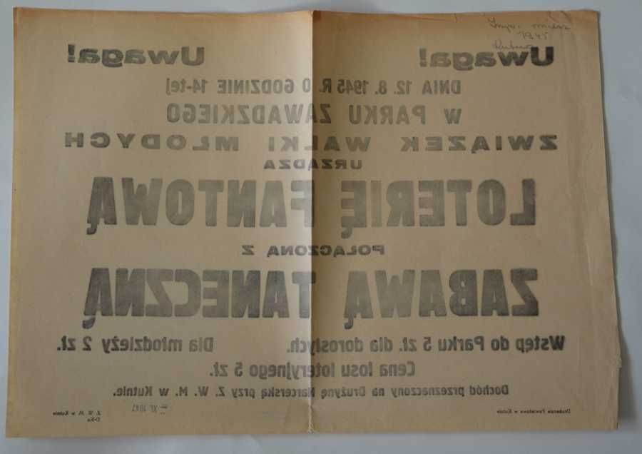 Afisz reklamowy Kutno 1945