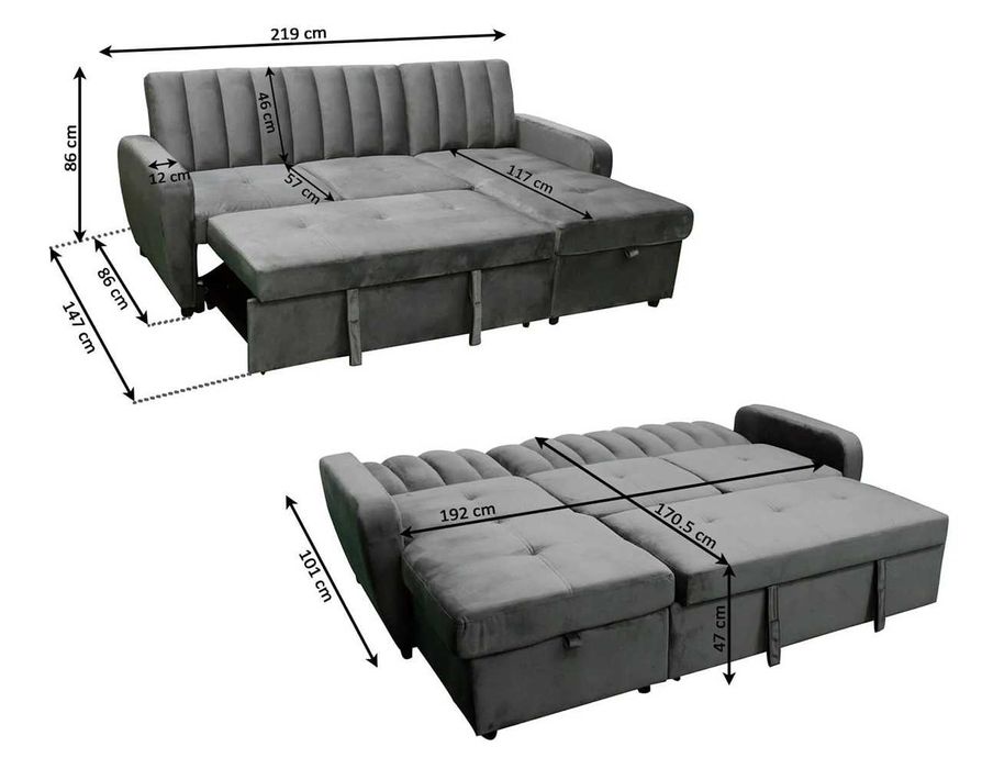 OFERTA, SOFÁ CAMA COM CHAISE LONGUE E CÔMODA + PORTES GRÁTIS R$ 514