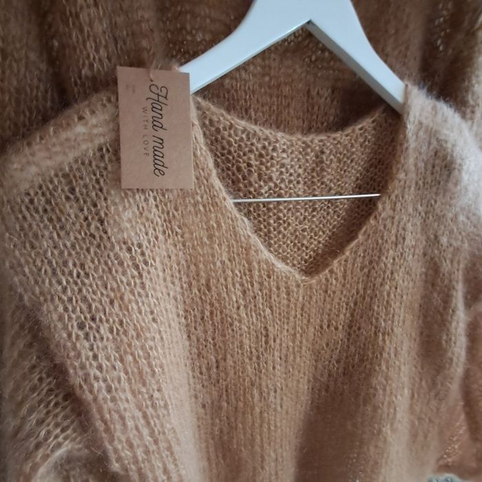 Sweter mgiełka, moher z jedwabiem.Handmade.