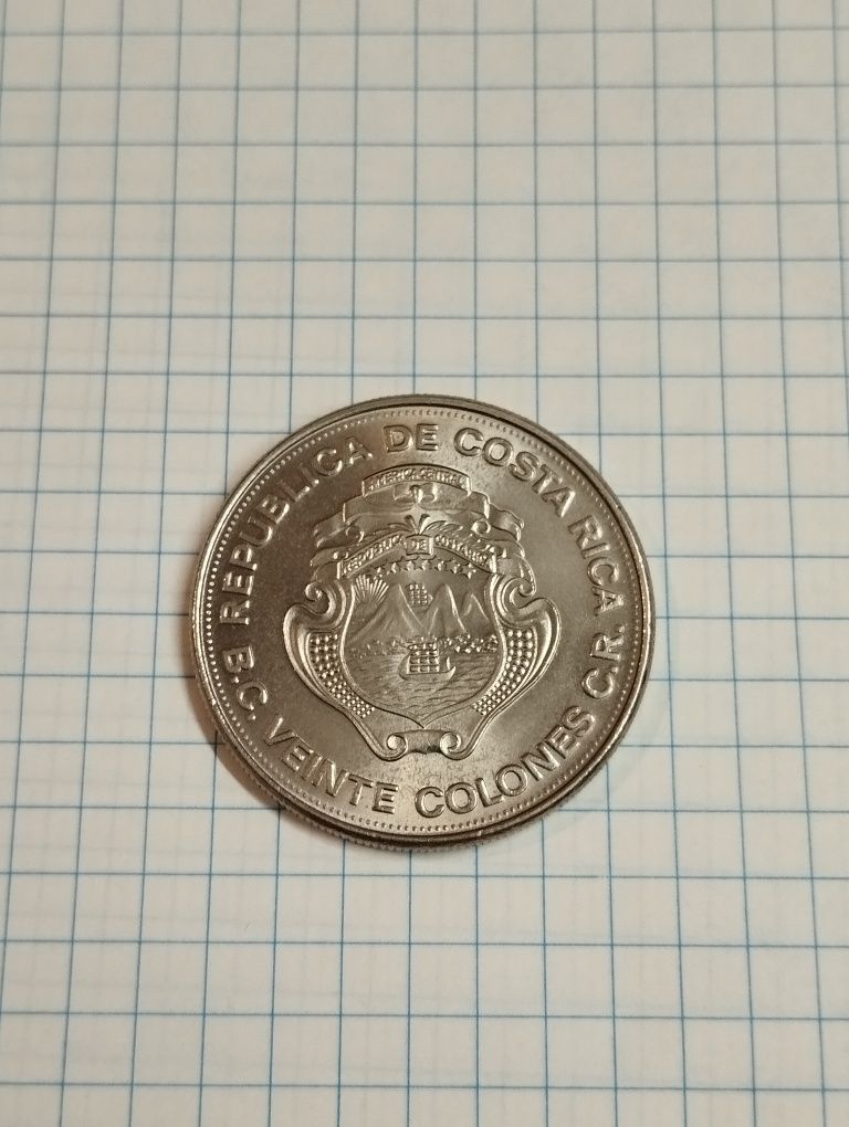 Монета Коста Рика 20 колон, 1975 г.