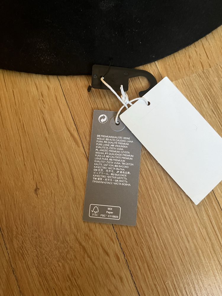 H&M czarny kapelusz wełniany wełna S 54