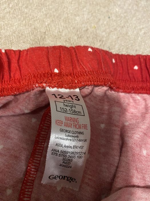 Pizama spodnie od pizamy czerwone w serduszka 152 George swiateczne