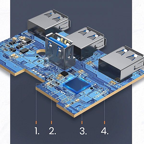 Ugreen HUB 4w1 USB-C - 4xUSB 3.0/5Gb/s 1m czarny (CR113)