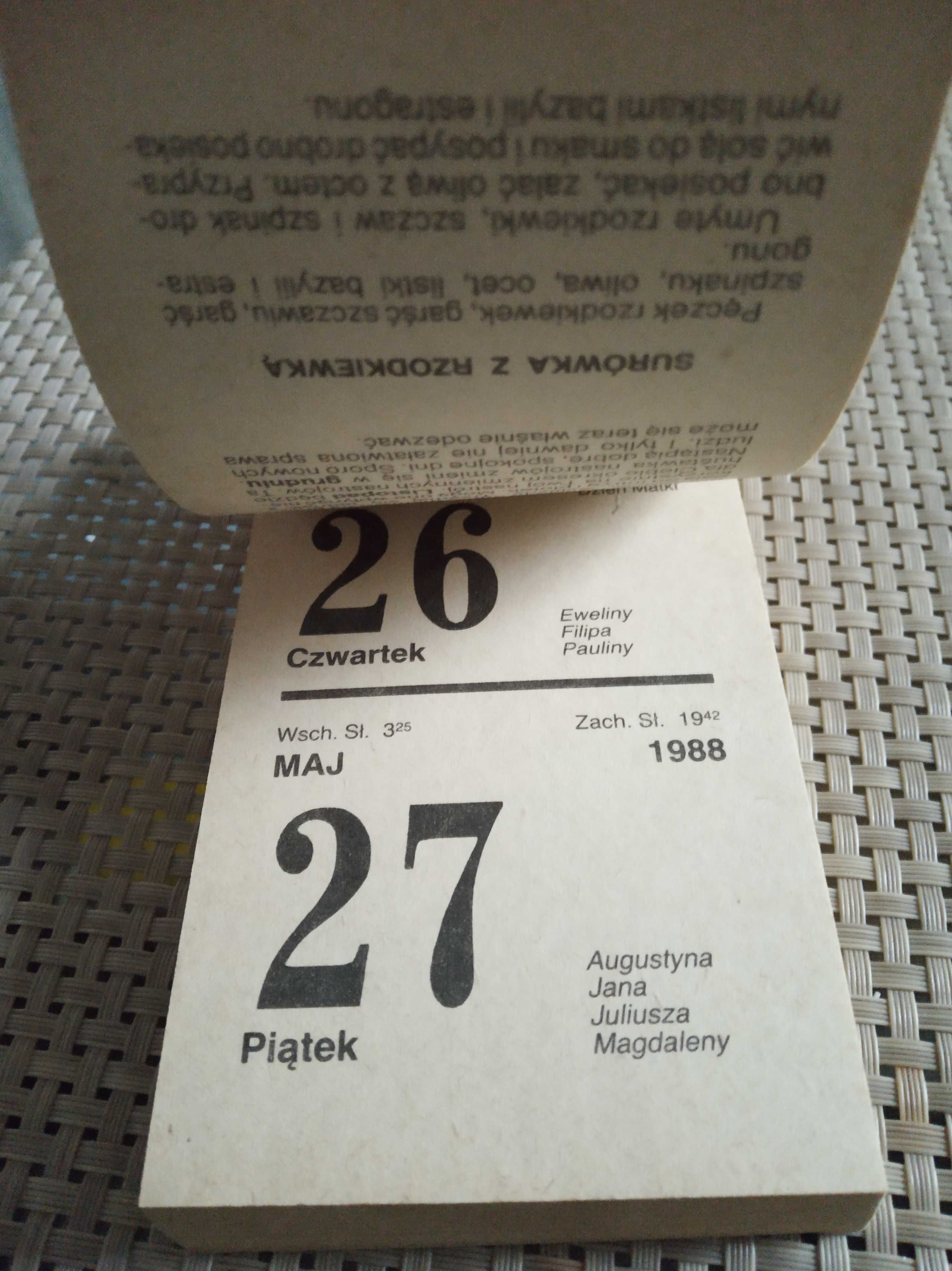 kalendarz zdzierak z 1988