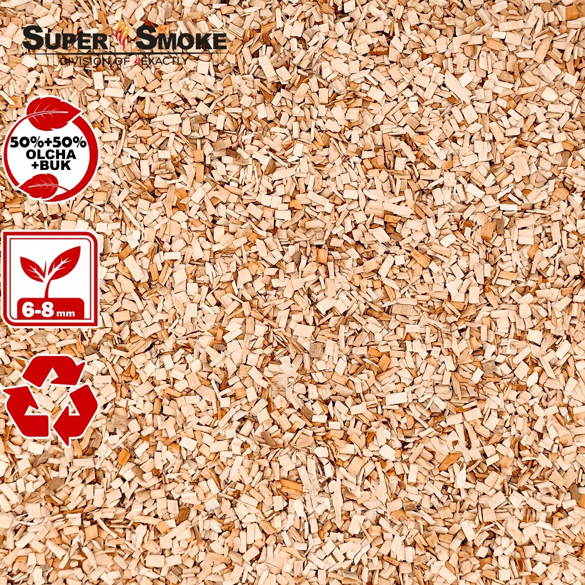 Zrębki Wędzarnicze Super Smoke OLCHA+BUK KL-08 (6-8mm) Medium 6 Litrów