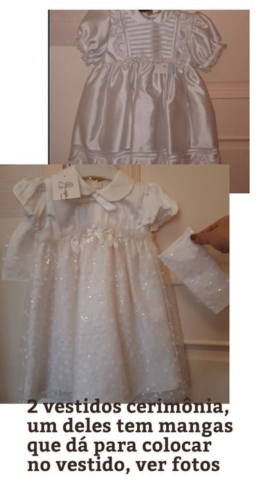 2 Vestidos novos 100% seda cerimonia,baptizado, natal super requintado