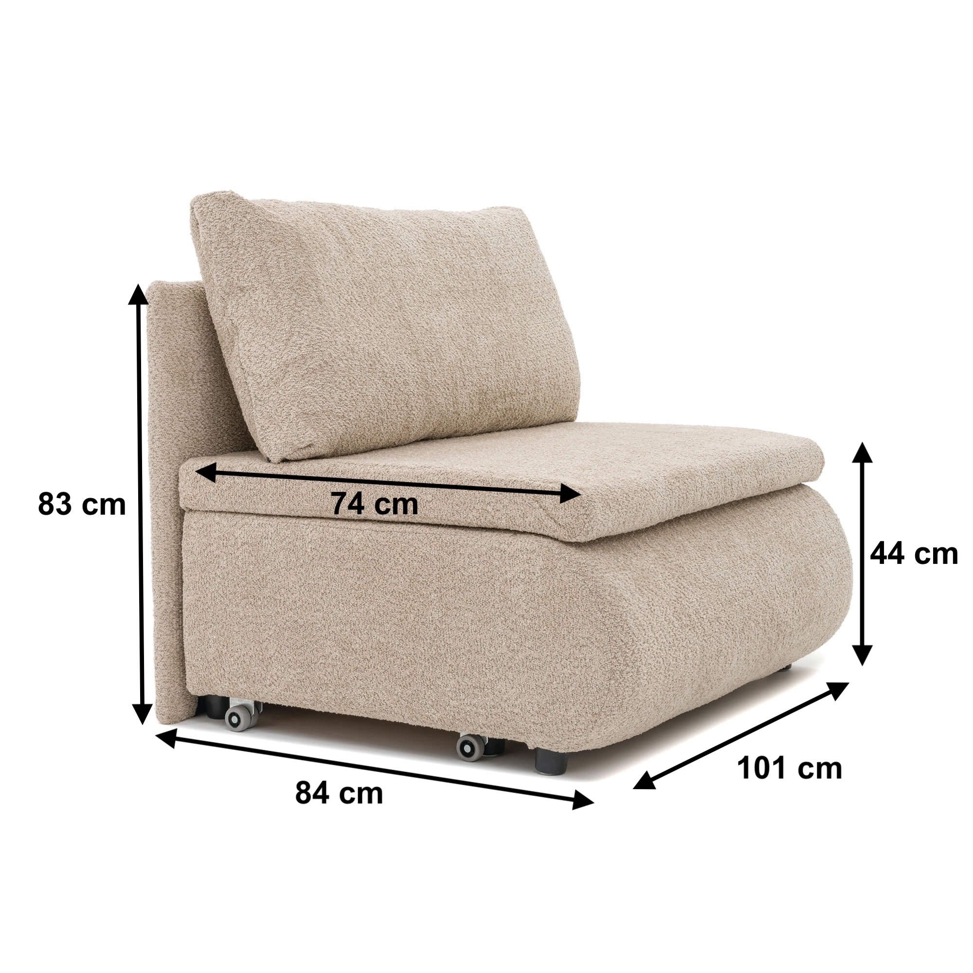 Sofa amerykanka MEG beżowa tkanina boucle