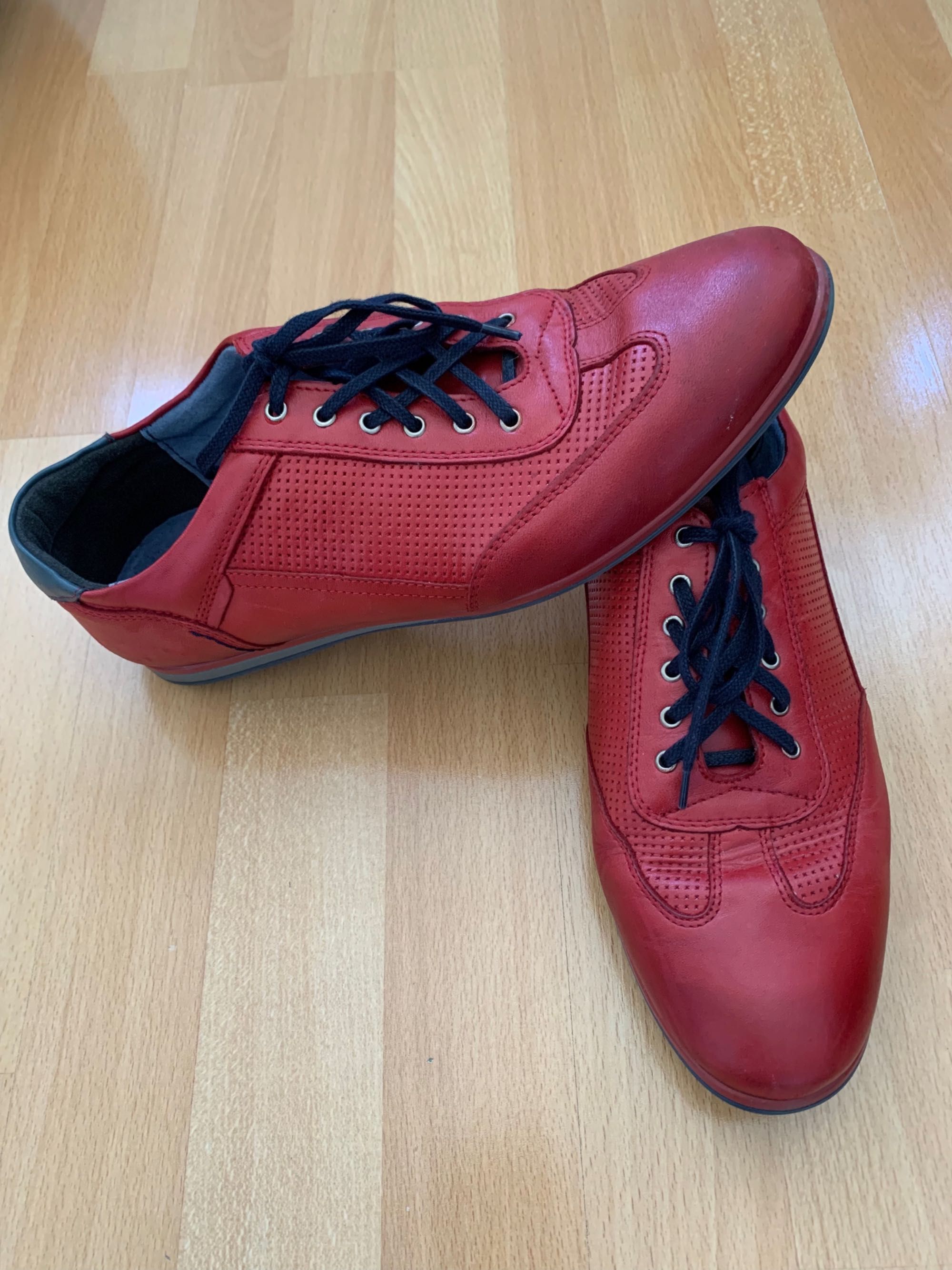 Buty męskie skórzane czerwone casual Kampol r. 42