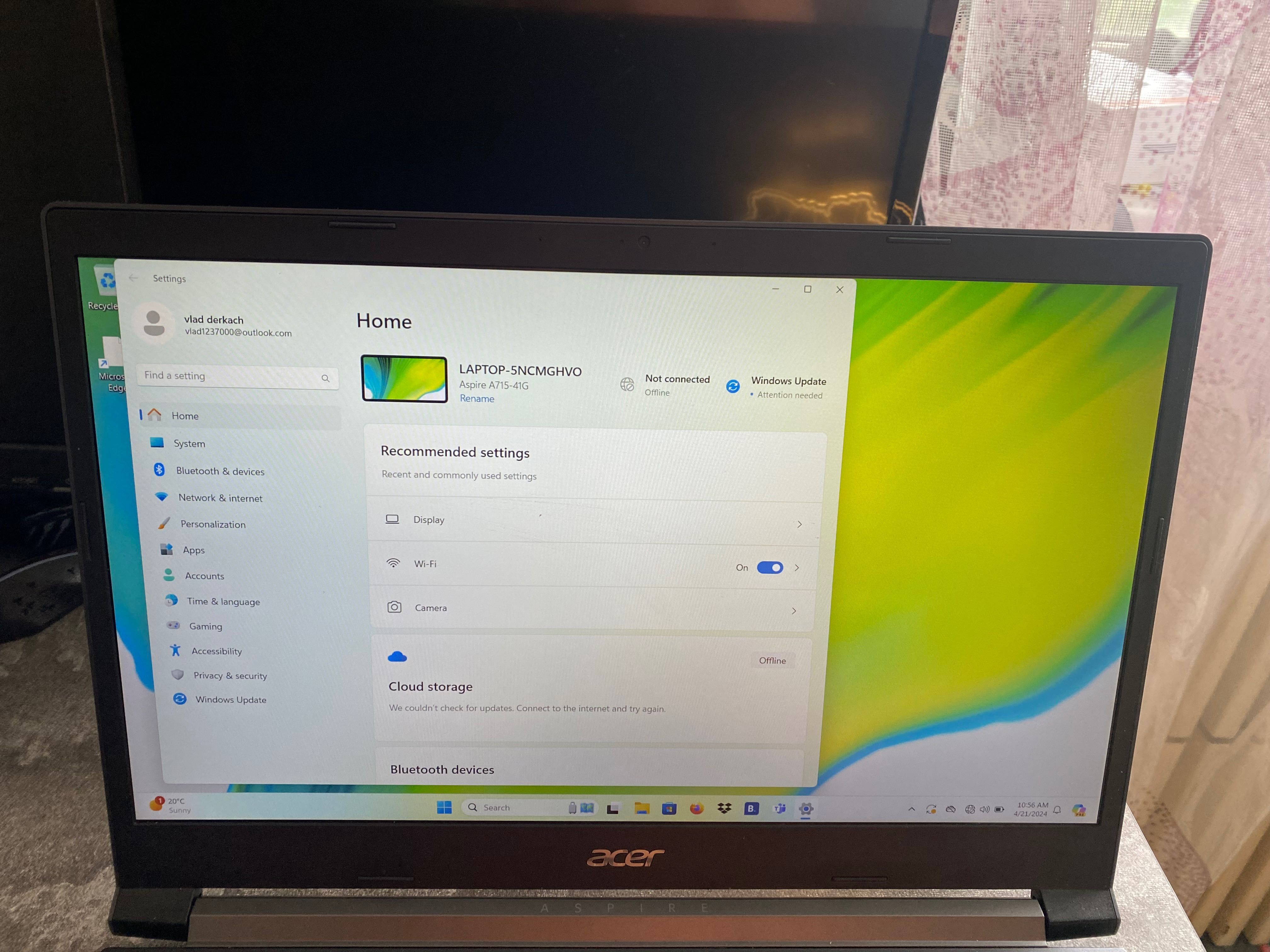 Ноутбук Acer Aspire A715-41G GTX 1650ti 4gb