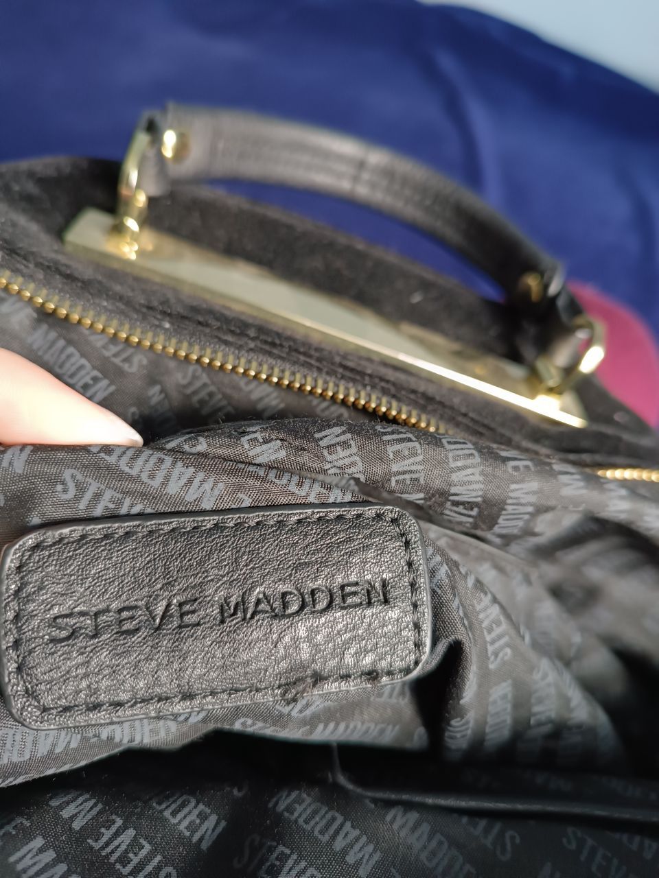 Рюкзак сумка жіноча з вишивкою Steve Madden чорний оксамитовий