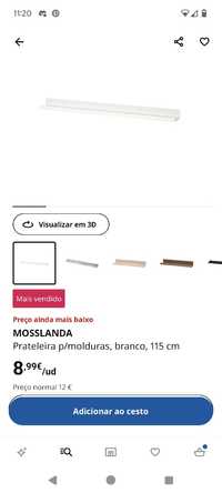 4 prateleiras brancas Ikea 115cm mosslanda