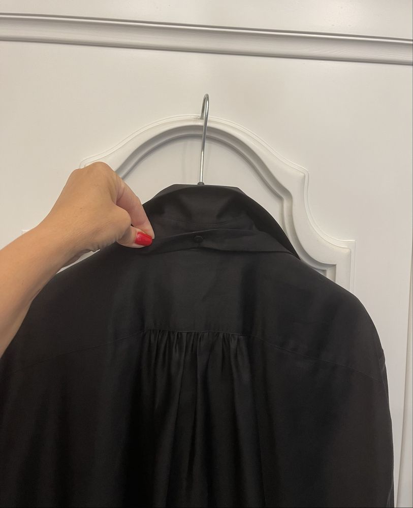 MAX MARA piękna koszula z ozdobną muchą, mankiety ze spinkami