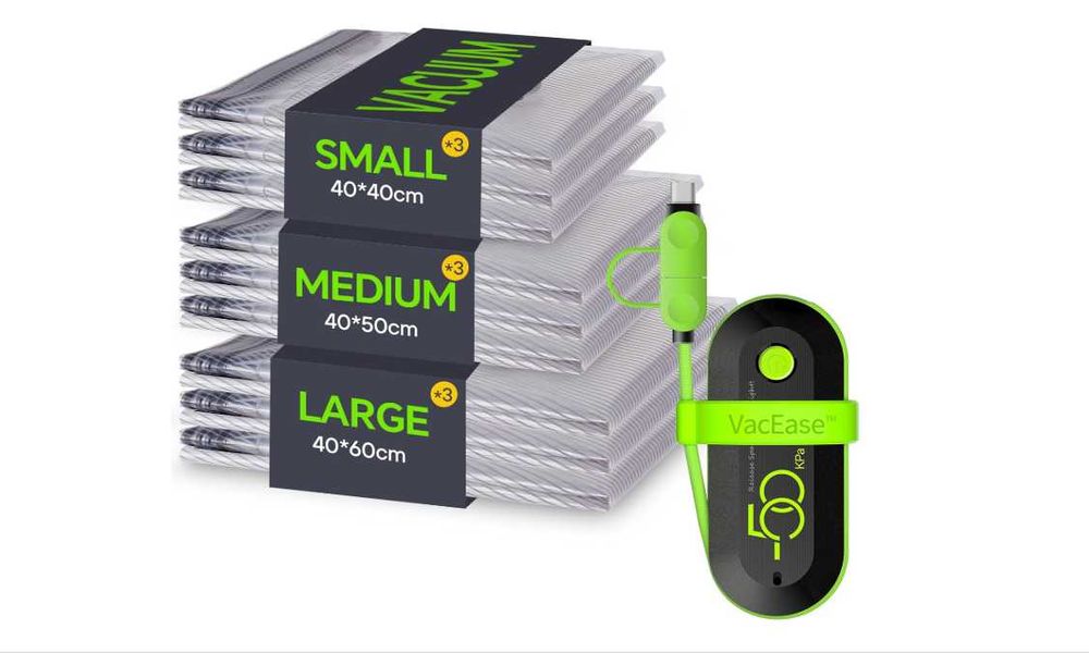 Worek próżniowy do ubrań z pompką USB  9worków wielokrotnego użytku