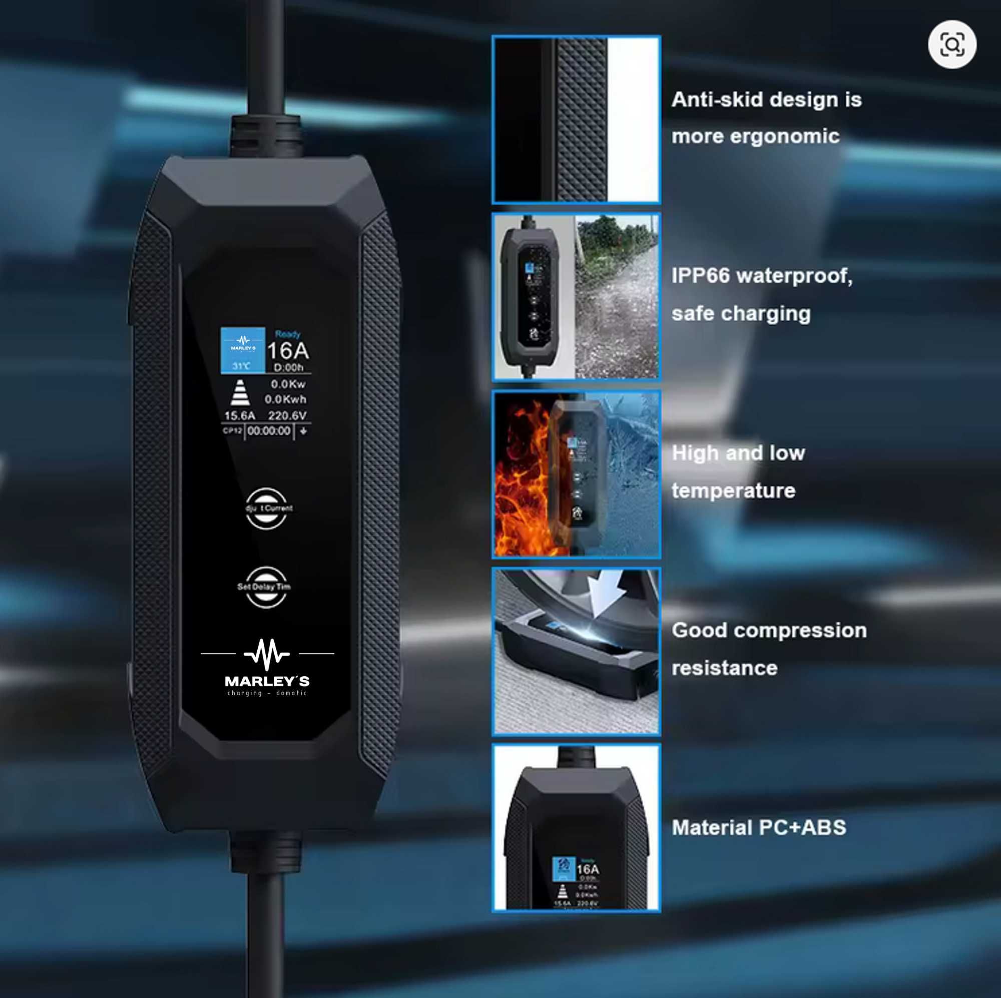 Carregador Portátil Doméstico 3.5 kw - 16A - 5 METROS CABO