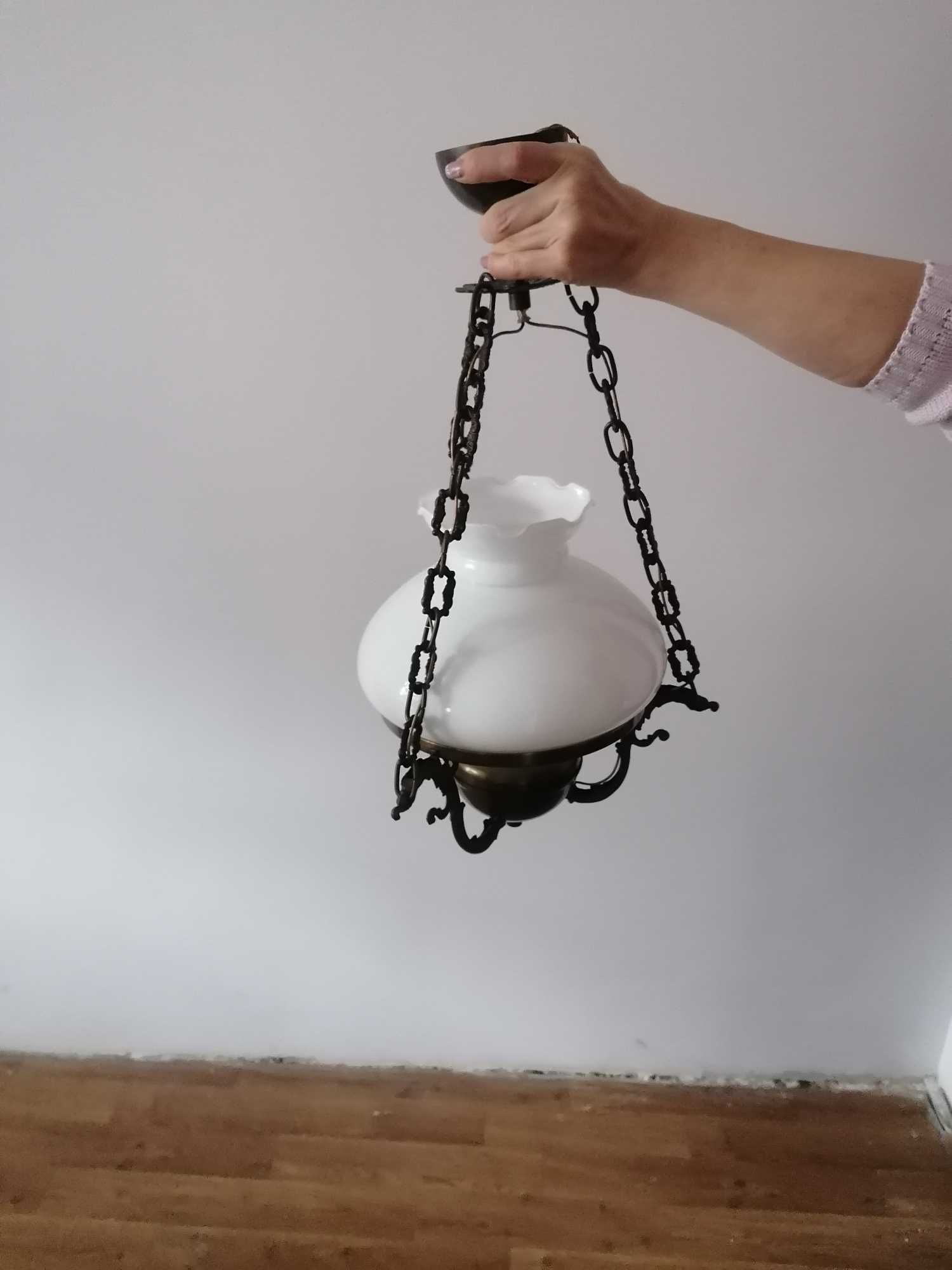 Stara stylowa lampa żyrandol wisząca mosiężna retro