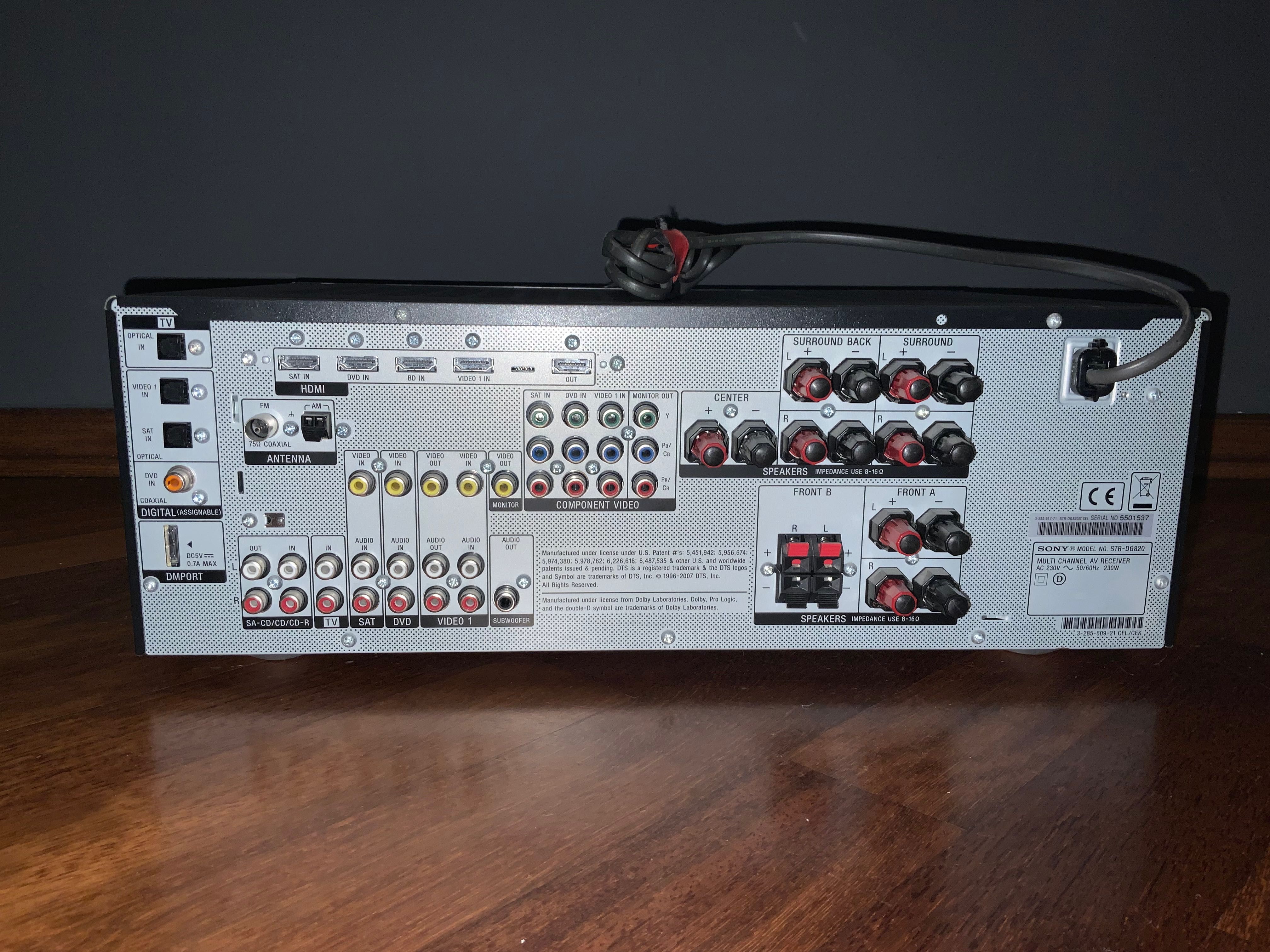 Sprzedam Amplituner Sony STR-DG820 7.1 + kolumny głośnikowe