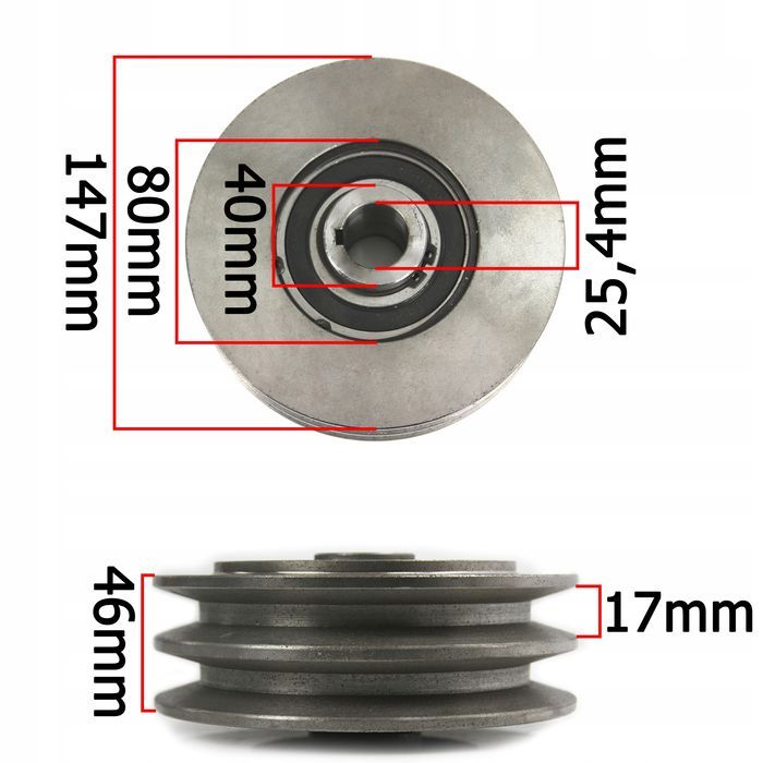 Koło Pasowe Sprzęgło Odśrodkowe Do Zagęszczarki 25,4 Mm 2-Pasy