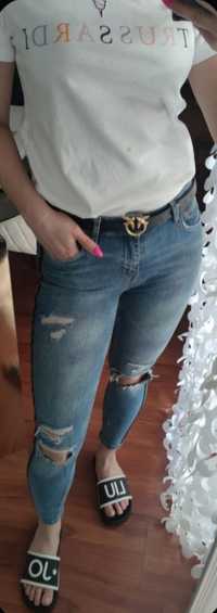 Spodnie jeansy Zara vintage 36 S dziury cyrkonie lampas