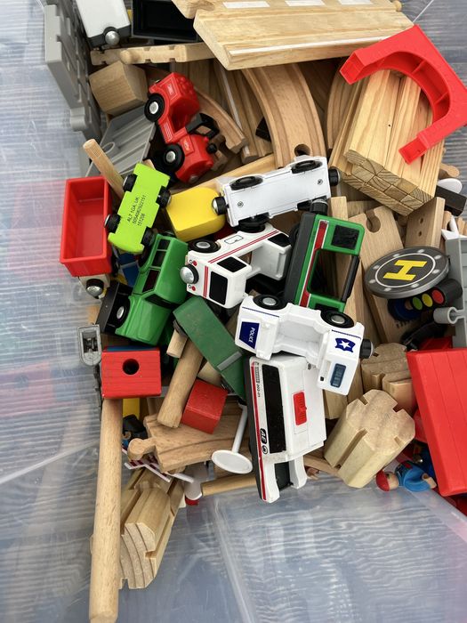 Klocki drewniane pociag tory eko montesori zabawki dla dzieci