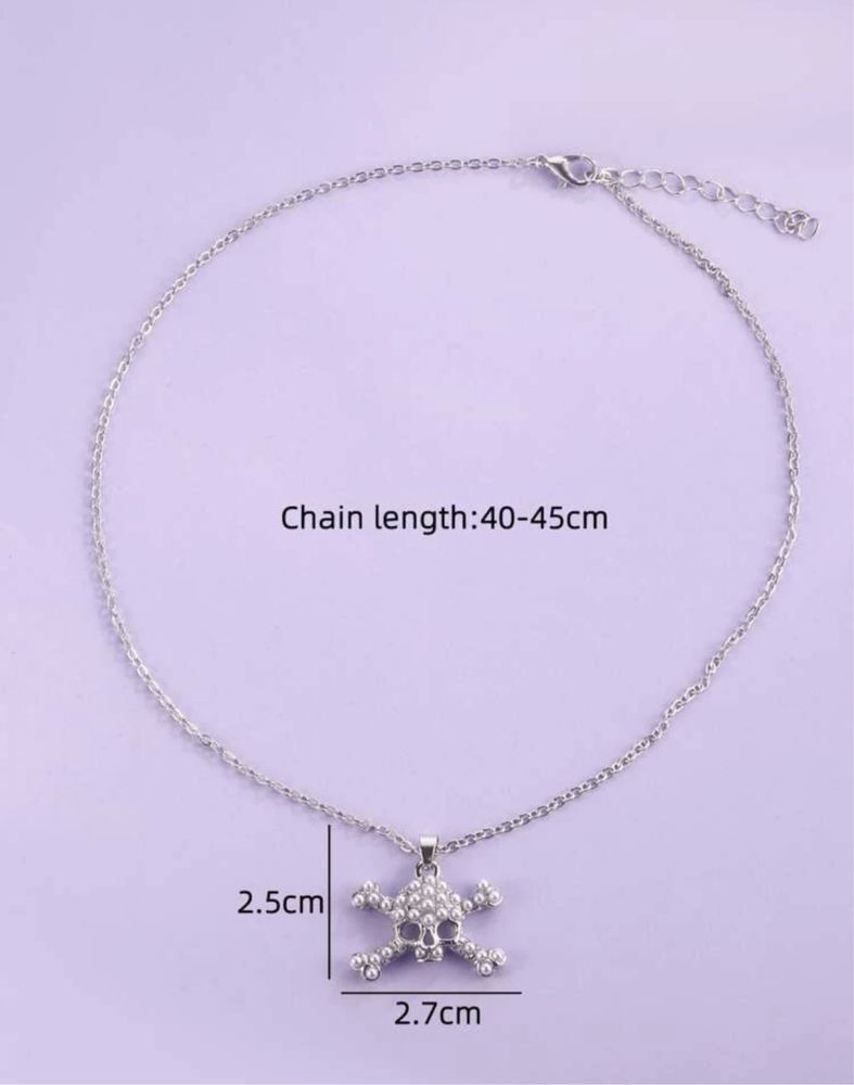 Nowy naszyjnik łańcuszek chain z perłami czaszka Vintage Alternative
