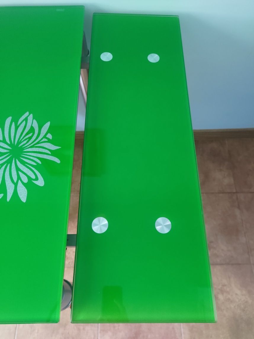 Stół szklany rozkładany BRW 80x80 130x80 zielony