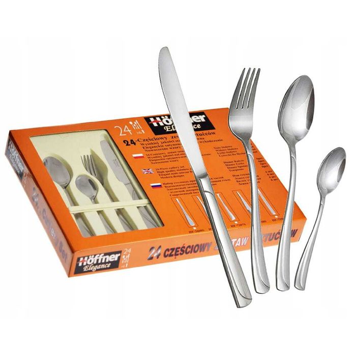 HOFFNER Zestaw sztućców 24 elementy Satyna, Komplet Sztućce 6 osobowe