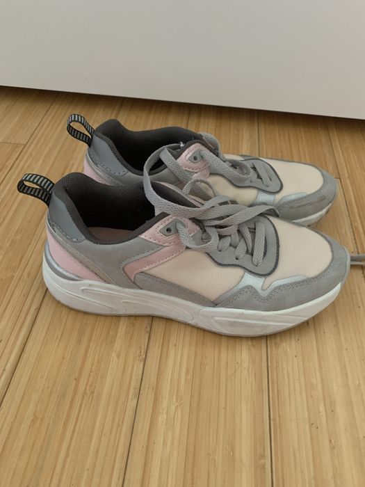 Buty damskie niskie szaro różowe