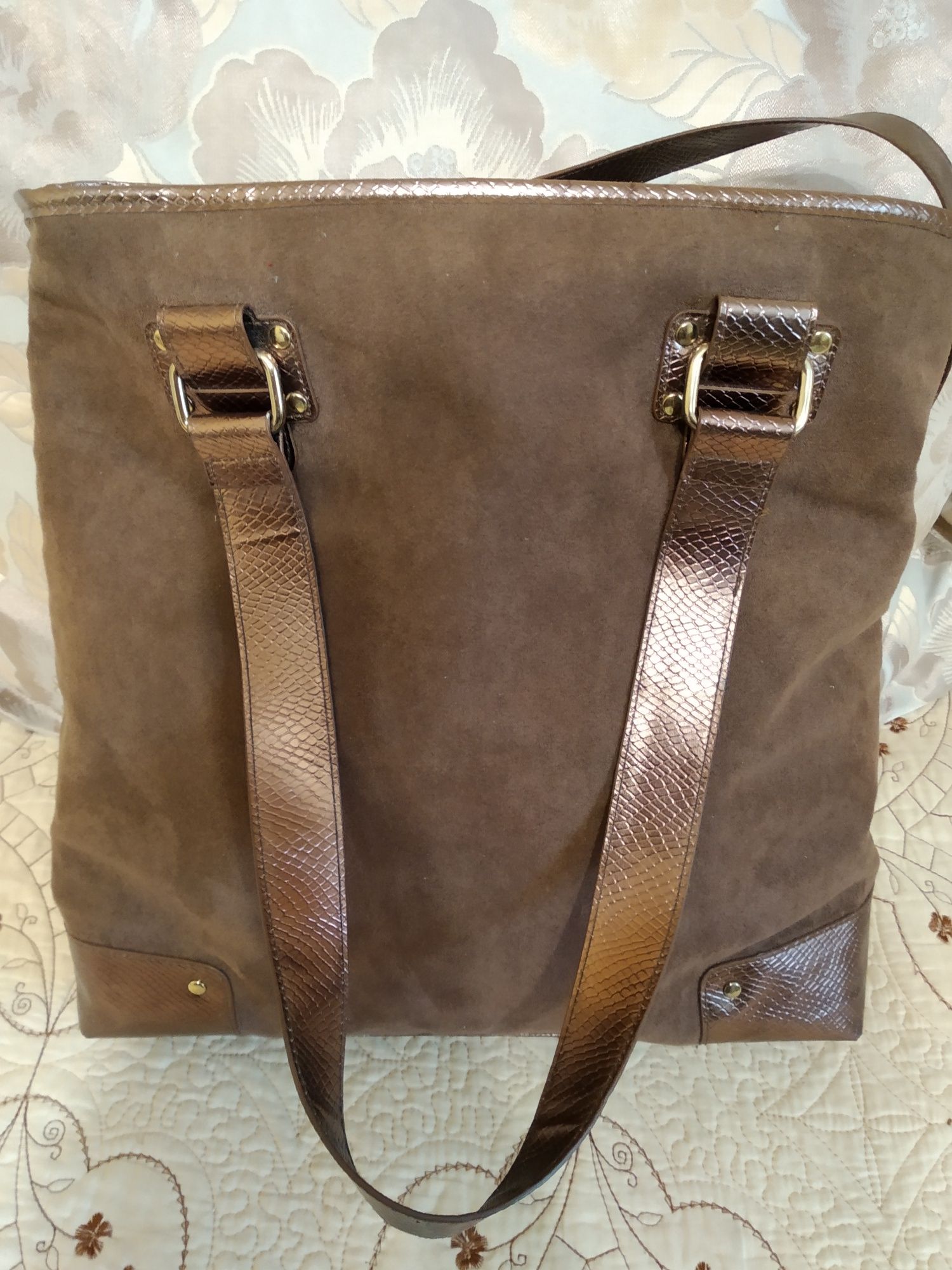 Большая сумка шопер коричневого цвета