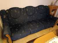 Komfortowy komplet wypoczynkowy  Sofa,  2 fotele, 2 pufy-ciemny granat