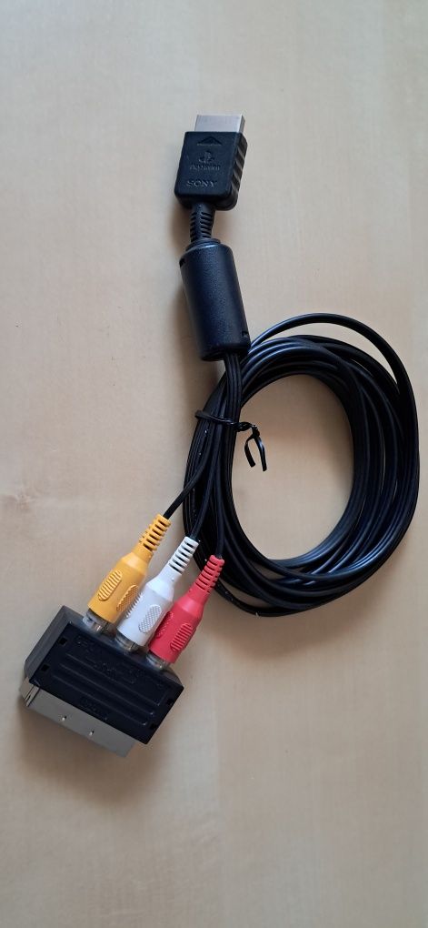 Cabo Sony AV Multi Out PS1 PS2 PS3 - Cabo AV compósito com adaptador