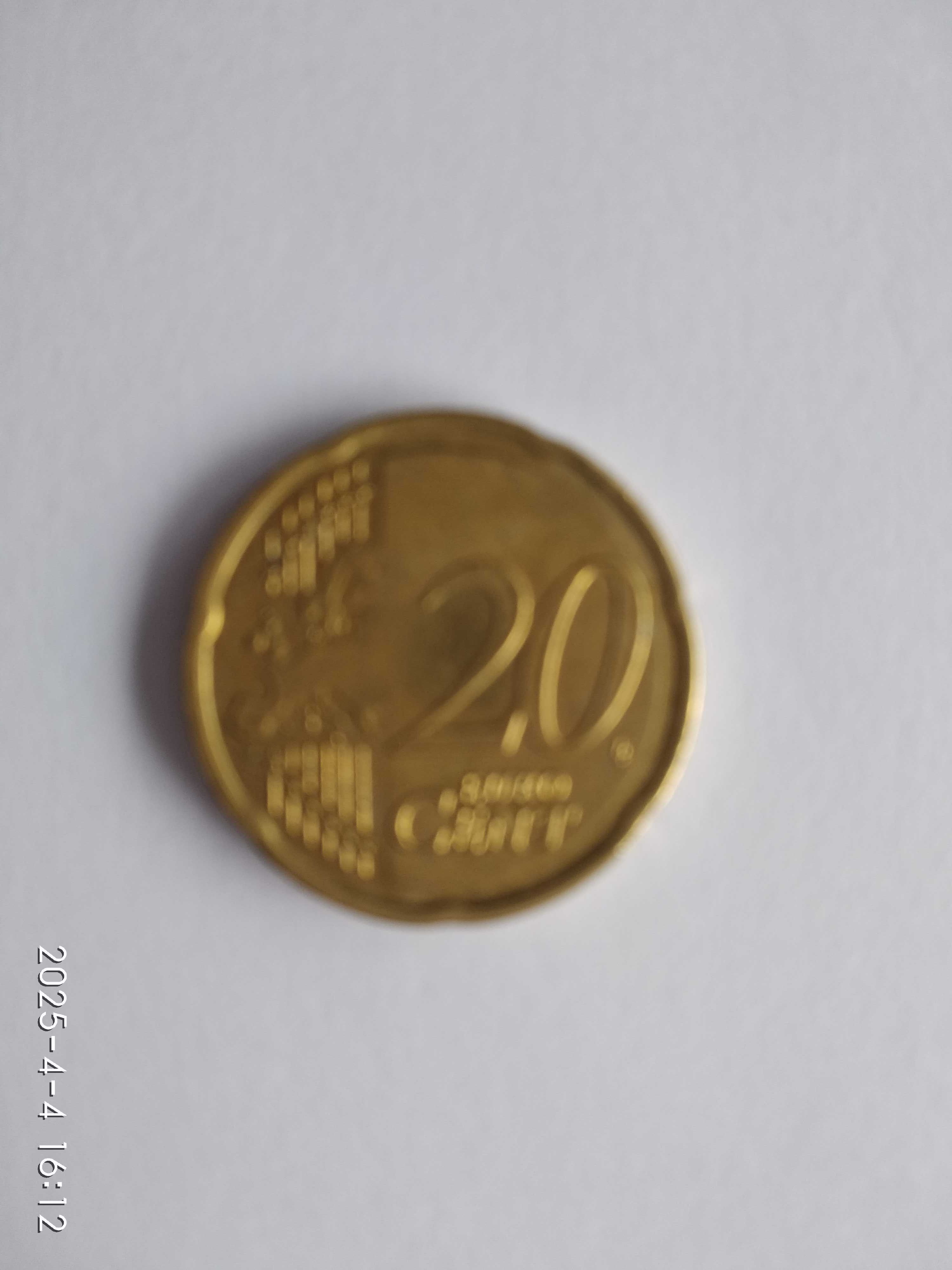Moeda 20 Cêntimos do euro Alemanha 2021 D