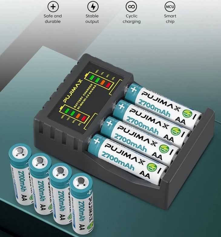 Смарт зарядное устройство для аккумуляторов АА и ААА Pujimax (4 слота)